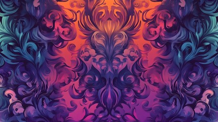 Mesmerizing Surreal Ornate Pattern with Jewel-Toned Gradient and Ethereal Atmosphere