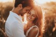 © Gatherina - Young couple in love embracing in warm sunlight