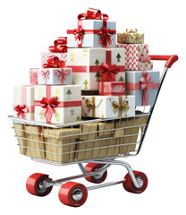 Sticker - PNG Christmas gift cart box.