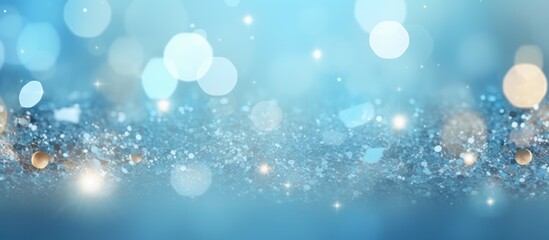 Canvas Print - Blue Glitter Background with Sparkling Lights