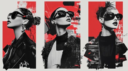 typography poster design. posters with four distinct fashion portraits, each overlaid with typograph