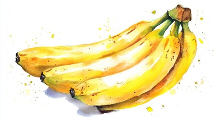 A vibrant bunch of ripe yellow bananas highlighted against a clean white background, showcasing their natural beauty and freshness