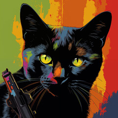 Naklejka na meble cat with yellow eyes 