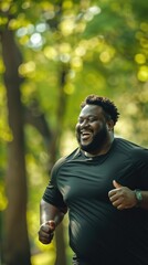Poster - A man is running in a park and smiling