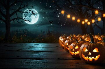 Wall Mural - halloween background with pumpkin