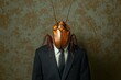 © Halina Berah - Cockroach with a suit on a black background.