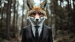 © Halina Berah - In this photo, Red Fox AI character wears a white suit and is looking serious