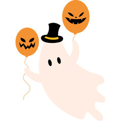 Canvas Print - Halloween Ghost Holding Balloon