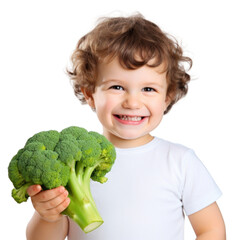 Wall Mural - PNG Children boy vegetable food broccoli.