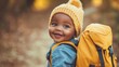 © Aifolio - Sweet African American Baby with a Backpack, Ideal for Childcare and Educational Content