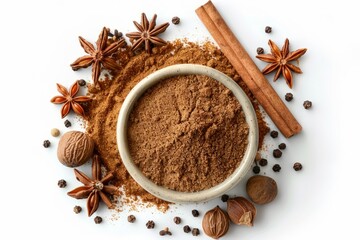 A fresh Garam masala and Garam masala Power isolated on white