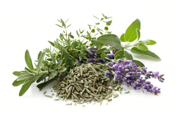 Wall Mural - A fresh Herbes de Provence and Herbes de Provence Power isolated on white