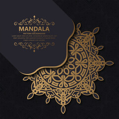 Sticker - dark gold color mandala background concept