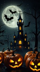 Sticker - halloween background with pumpkin