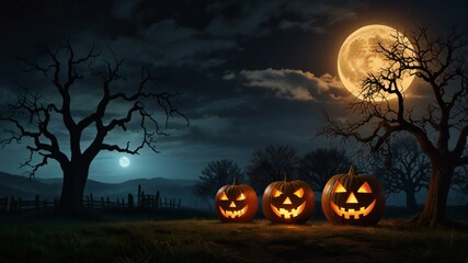 Wall Mural - halloween background with pumpkin