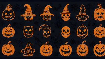 Poster - halloween pumpkin pattern