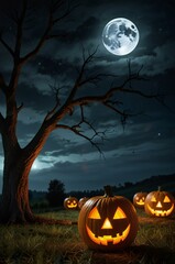 Wall Mural - halloween background with pumpkin