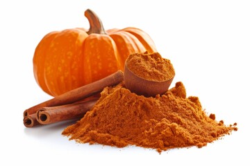 A fresh Pumpkin pie spice and Pumpkin pie spice Power isolated on white