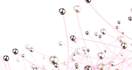Fototapete - Global network. Blockchain. 3D illustration. Neural networks and artificial intelligence. Abstract