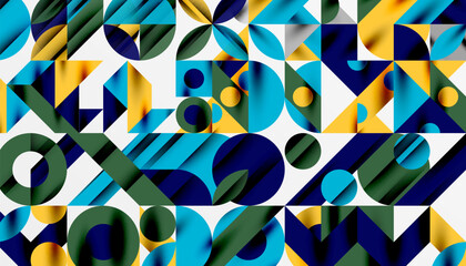 Neo memphis geometric pattern with circles, squares and lines. Pop art abstract background for covers, banners, flyers and posters and other templates