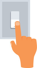 Wall Mural - cartoon illustration of a hand pressing a light switch with its index finger