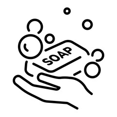 Sticker - An outline style icon of soap 