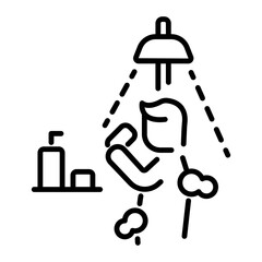 Poster - Shower icon in outline style