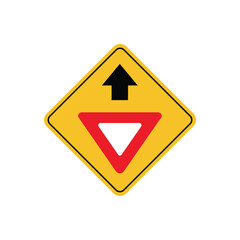 Wall Mural - road sign icon, Yield ahead on yellow rhombus. board.suitable for poster use and web icon	
