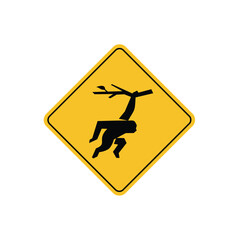 road sign icon, gibbon crossing on yellow rhombus. board.suitable for poster use and web icon	
