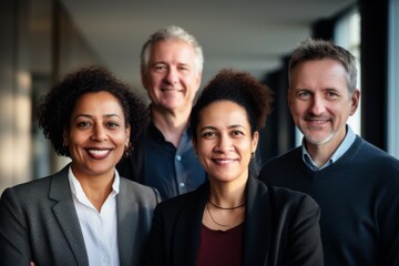 Sticker - Group of middle aged business people of diverse ethnicity in office