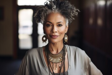 Portrait of a middle aged black woman hair salon owner