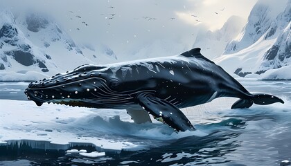 Sticker - Whales Thriving in a Magical Ice Realm