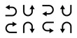 © Charles stockio - U turn arrow symbol icon set. Direction Icon Set. Go Straight This Way One Way Only U Turn Left and Right Black and White Arrow vector illustration.