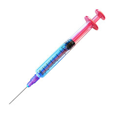 Colorful medical syringe with liquid inside representing healthcare and safety transparent background