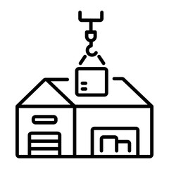 Sticker - An outline style icon of warehouse