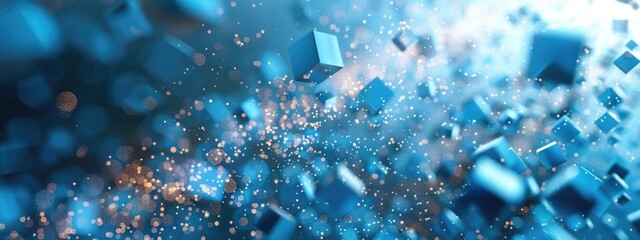 Wall Mural - Falling ice cube splashing abstract background blurred view