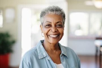 Wall Mural - Portrait of a elderly African American woman smiling in nursing home