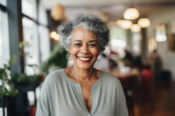 Wall Mural - Portrait of a elderly African American woman smiling in nursing home