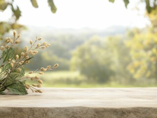 Poster - Rustic Stone Podium front view emphasis with Harvest festival backdrop showcasing delightful products in a charming countryside setting.