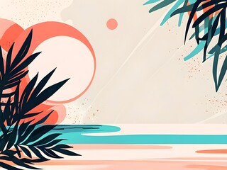 Sticker - Tropical Sunset Illustration