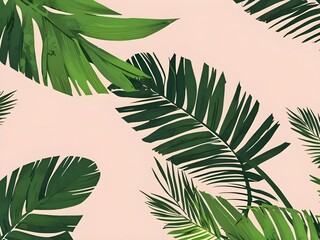 Wall Mural - Tropical Palm Leaves on a Pink Background