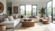 © Siasart - A cozy, modern living room featuring neutral tones and natural elements.