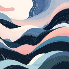 Poster - Abstract Landscape with Blue and Pink Hues