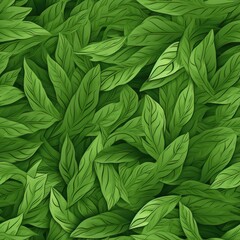 Wall Mural - Lush Green Leaves Texture  Natural Pattern  Foliage Background