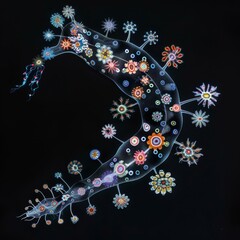 Vibrant Cosmic Plankton A Surreal Digital Floral Collage in Matisse Inspired Style