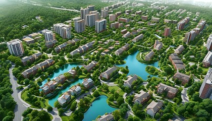 Innovative Urban Design Integrating Residential Areas with Green Spaces for Enhanced Community Living