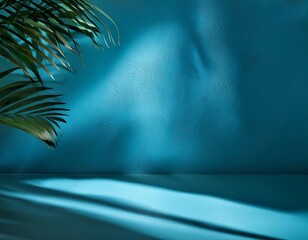 Canvas Print - blue background for product and shadow on a wall