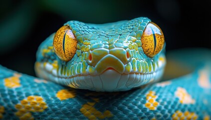 Wall Mural - Emerald Tree Boa Close-Up