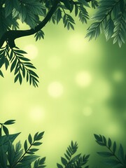 Poster - Green leaves frame a soft, sunlit background.