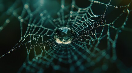 Poster - Water Droplet on a Spider Web